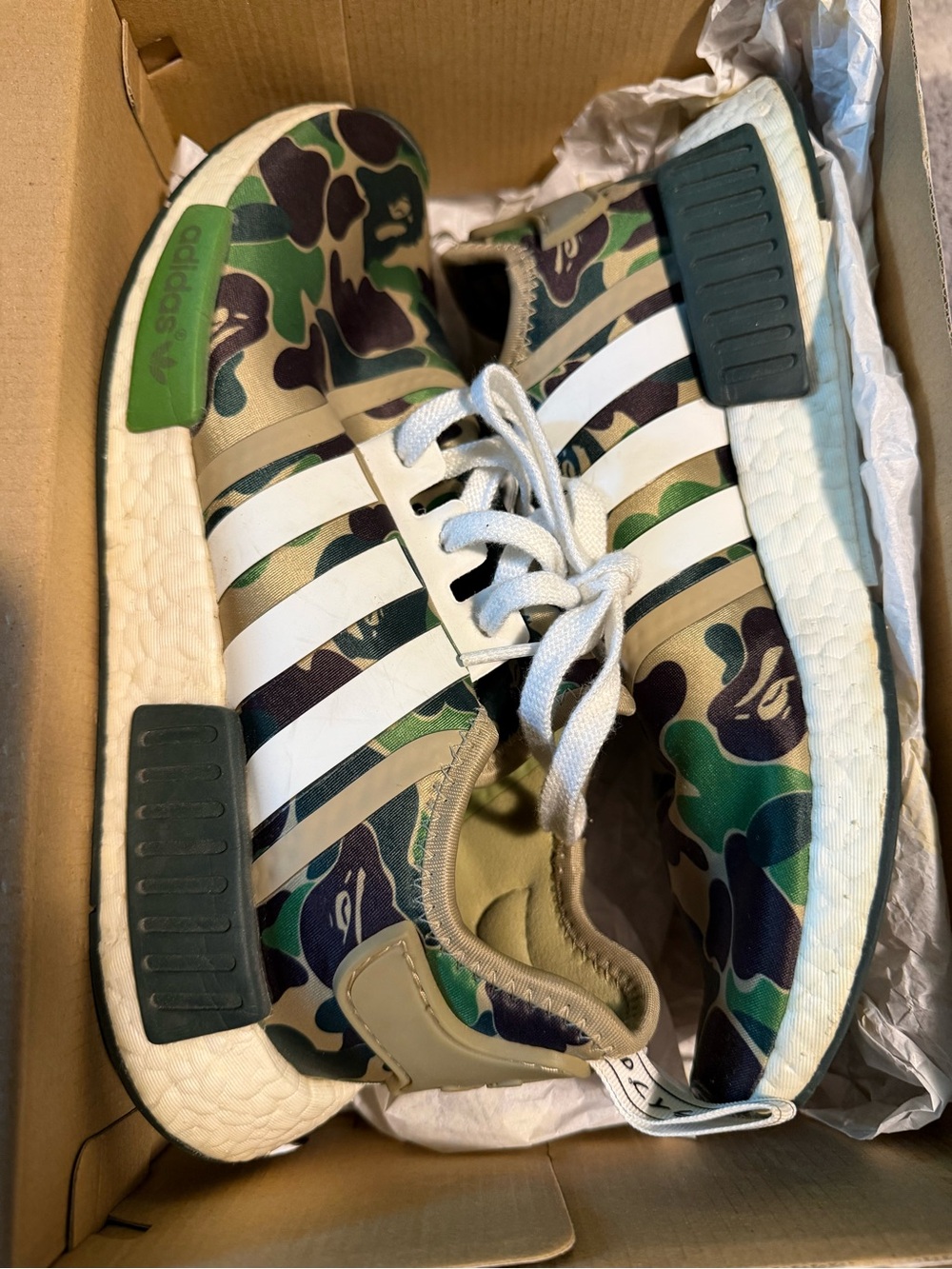 Bape x Adidas NMDs Green Camo | Size 9